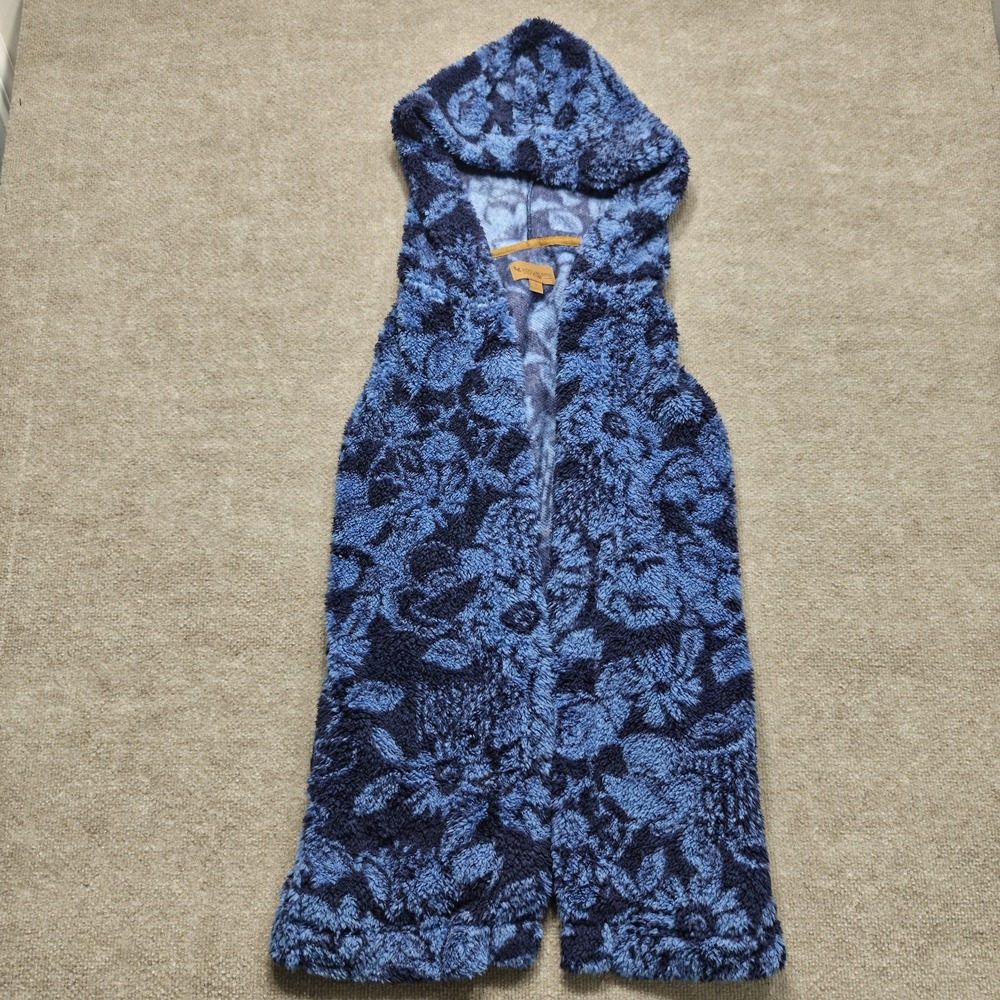 Koolaburra by UGG Women's Hooded Vest Blue Floral Pockets Hoodie Sz Small - Picture 2 of 8
